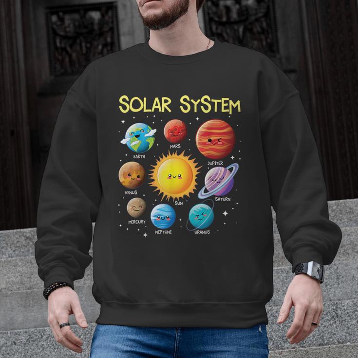 Solar System Cute Face Planets Space Science Teacher School Men Graphic Sweatshirt