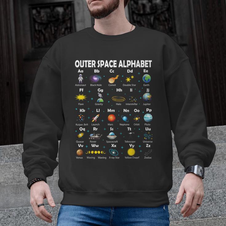 Space Alphabet Galaxy Astronaut Planets Student Teacher Men Graphic Sweatshirt
