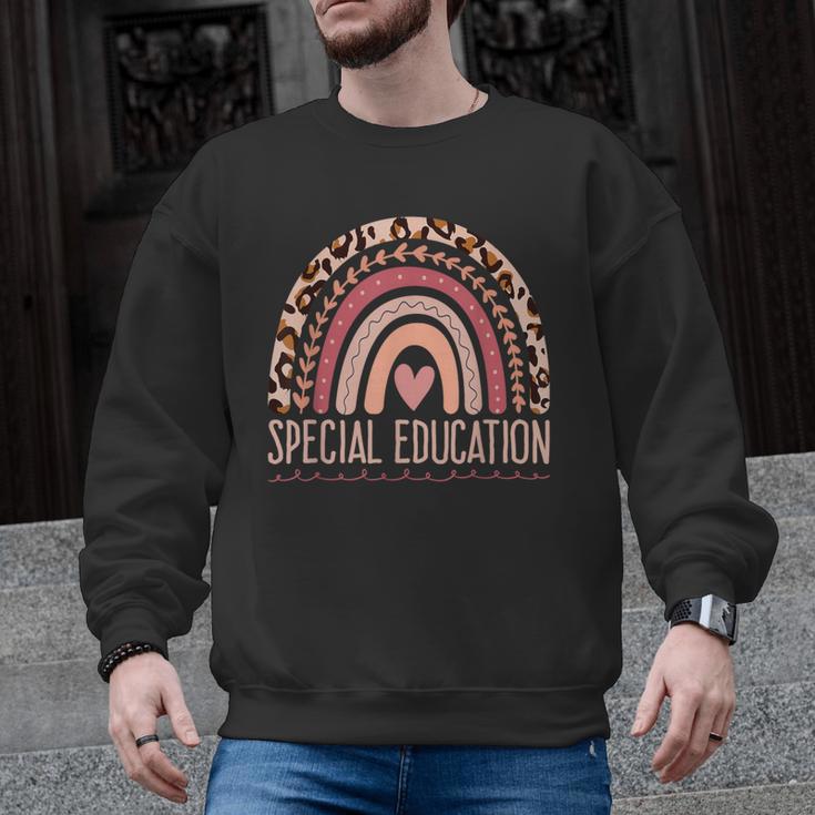 Special Education Shirt Teacher SPED Leopard Boho Rainbow Men Graphic Sweatshirt
