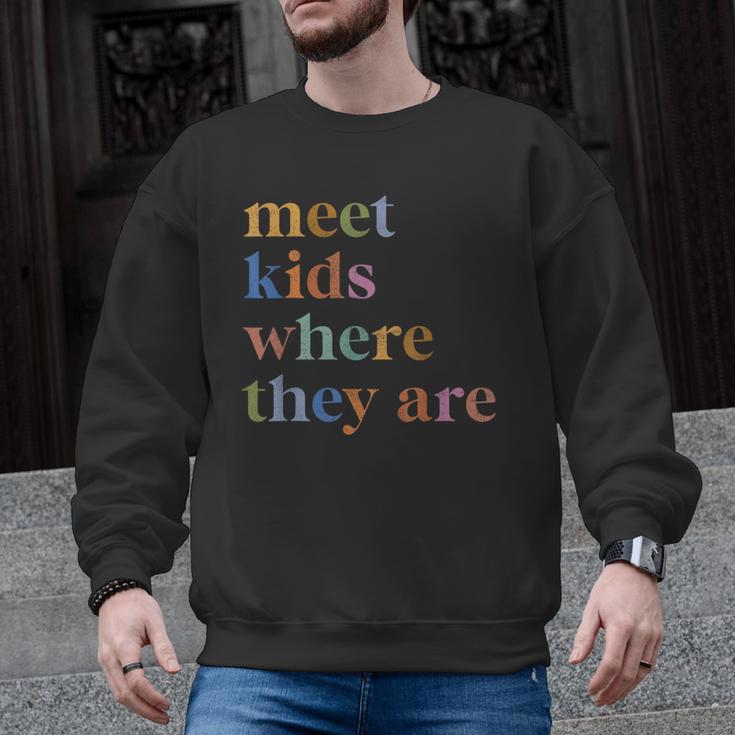 SPED Teacher SLP Meet Kids Where They Are Special Education Men Graphic Sweatshirt