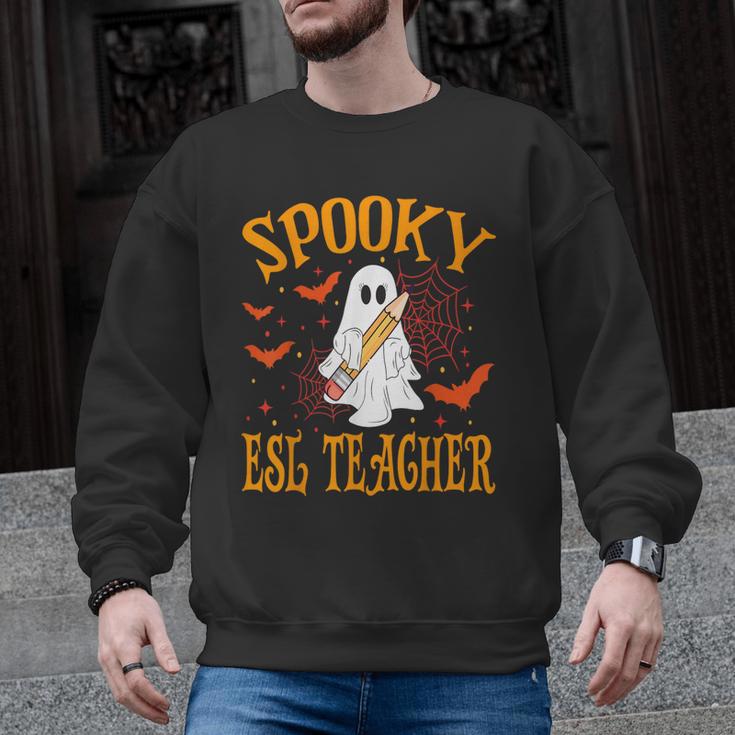 Spooky ESL Teacher Ghost Halloween School Women Men Graphic Sweatshirt