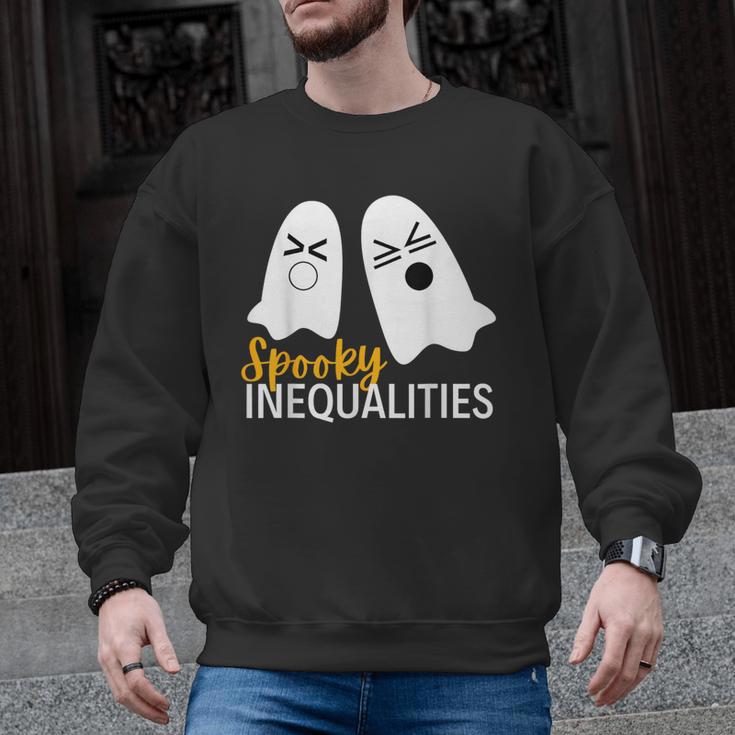 Spooky Ghost Inequalities Halloween Math Teacher Men Graphic Sweatshirt