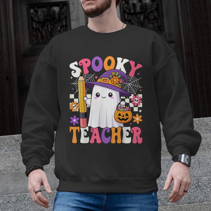 Spooky Teacher Ghost Pencil Teach Halloween Teacher Men Graphic Sweatshirt