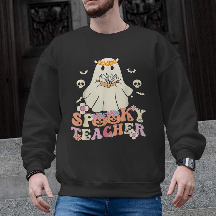 Spooky Teacher Groovy Retro Ghost Teacher Halloween 2023 For Men Women Kids Men Graphic Sweatshirt