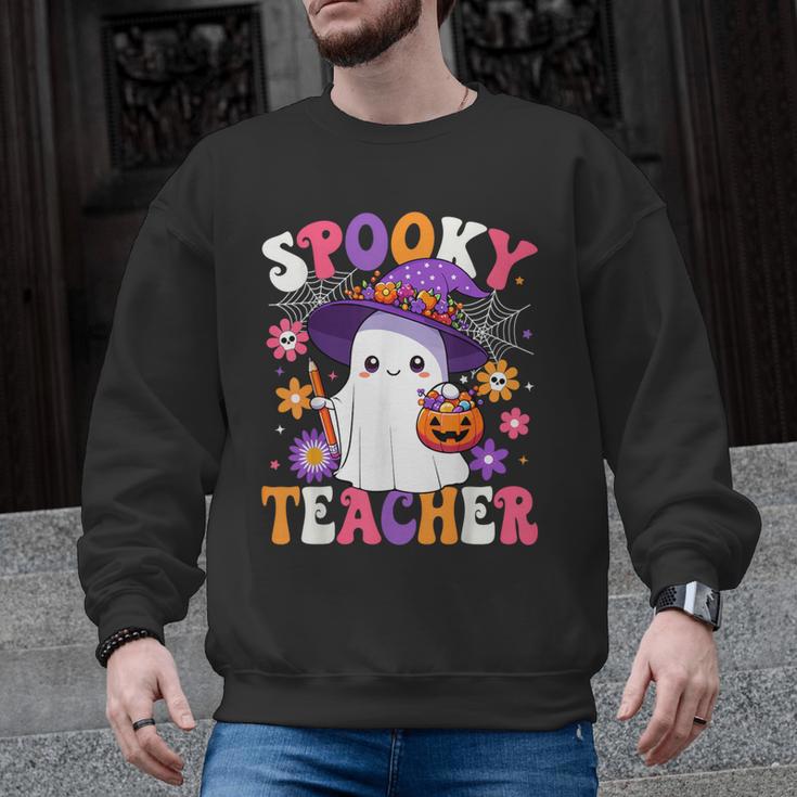Spooky Teacher Halloween Cute Halloween Teacher Ghost Men Graphic Sweatshirt