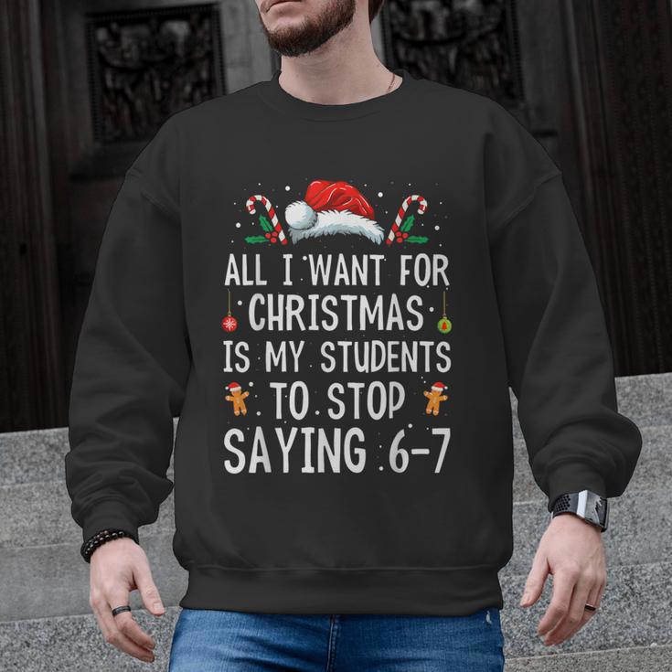 Stop Saying 6-7 Teacher 67 Christmas Meme Six Seven Men Graphic Sweatshirt