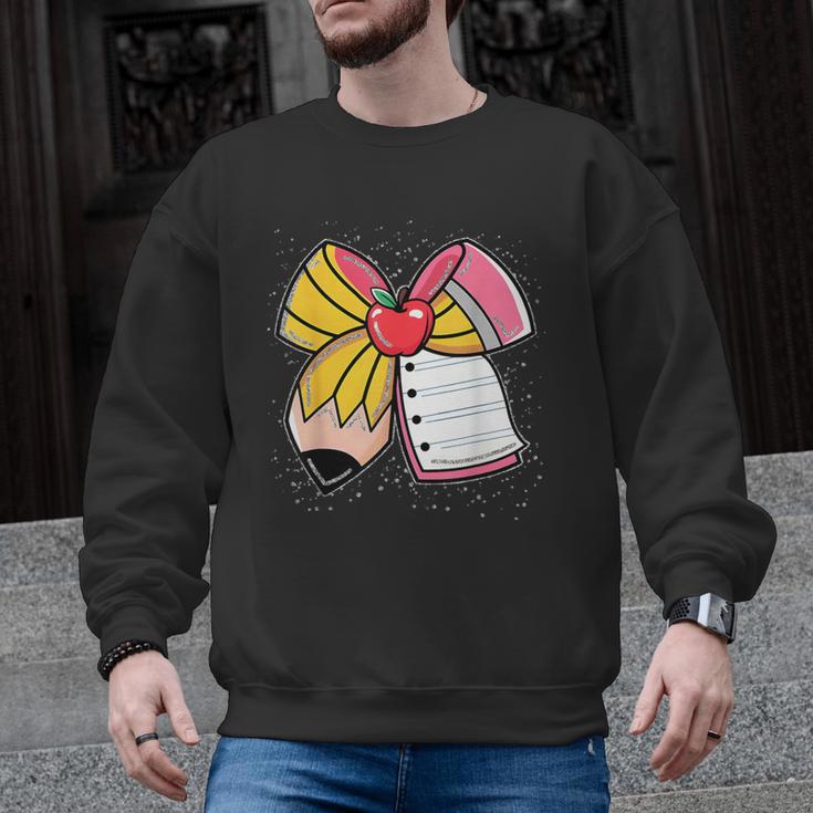 Student Teacher Coquette Bow Pencil Back To School First Day Men Graphic Sweatshirt