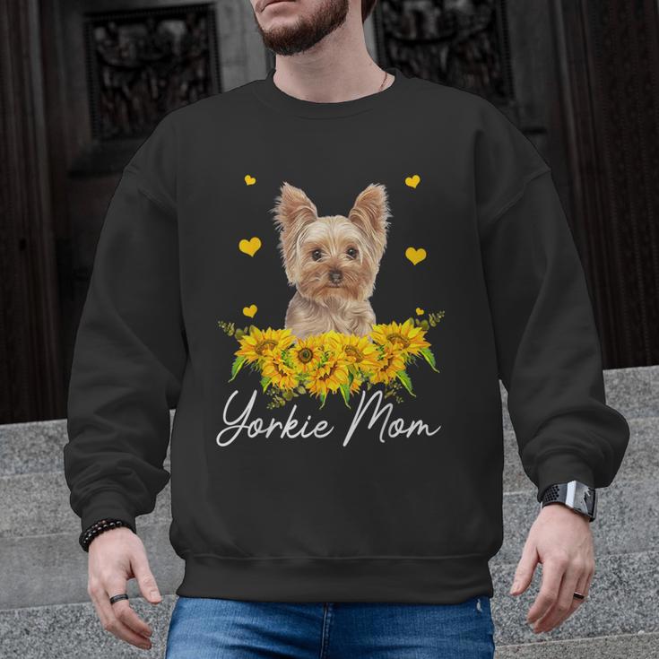 Sunflower Yorkie Mom Dog Lover Men Graphic Sweatshirt