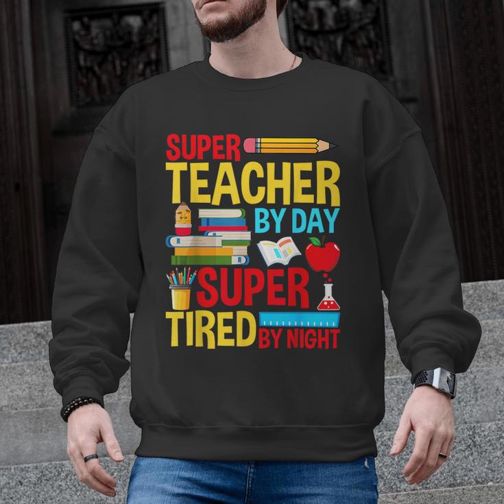 Super Teacher By Day Super Tired By Night Superhero Teacher Men Graphic Sweatshirt