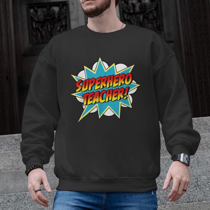 Superhero Teacher Retro Comic Teaching Superpower Men Graphic Sweatshirt
