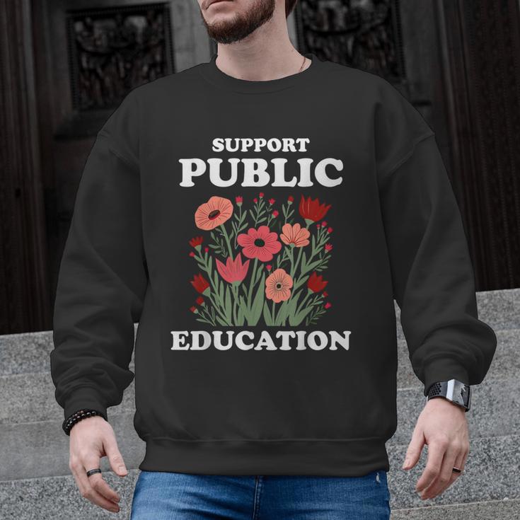Support Public Education Cute Floral Teacher Red For Ed Men Graphic Sweatshirt