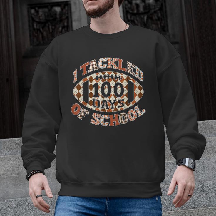 I Tackled 100 Days Of School Football Boys Girls Teachers Men Graphic Sweatshirt