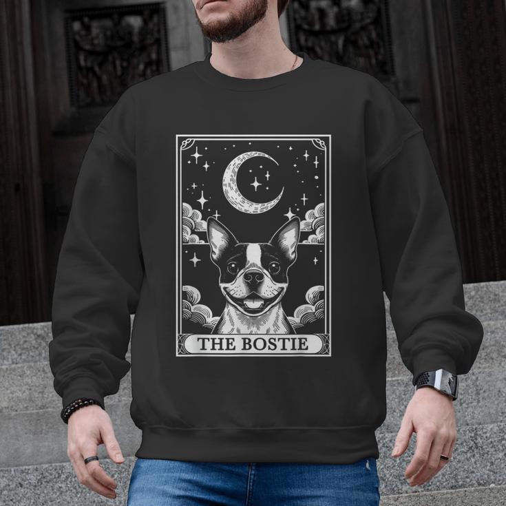 Tarot Card Vintage Crescent Moon Boston Terrier Dog Mom Men Graphic Sweatshirt