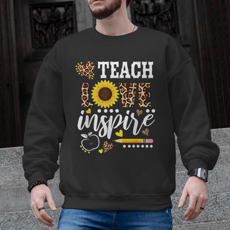 TEACH LOVE INSPIRE Teacher Sunflower Appreciation Men Graphic Sweatshirt