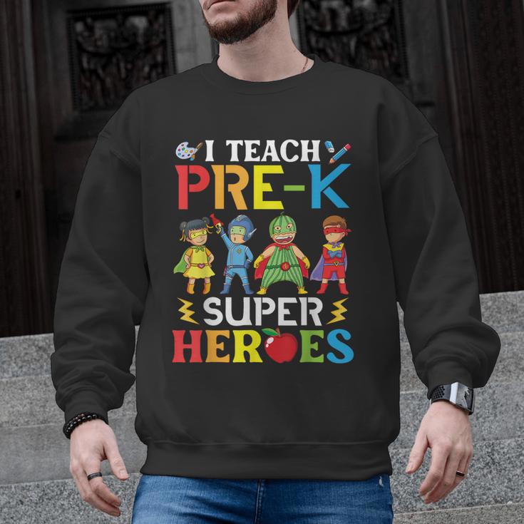 I Teach Pre-K Superheroes Students Teacher Back To School Men Graphic Sweatshirt
