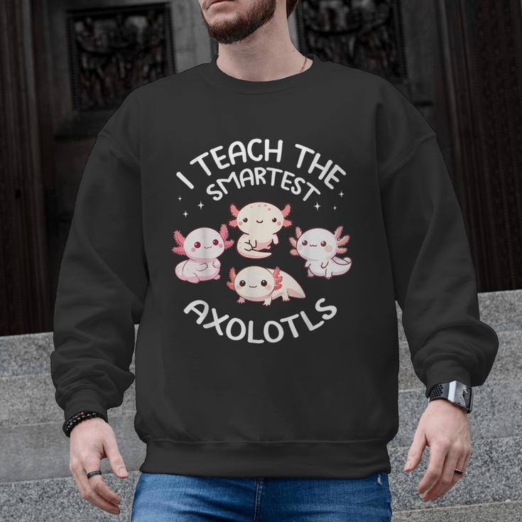 I Teach The Smartest Axolotls Cute Teacher Axolotl Men Graphic Sweatshirt