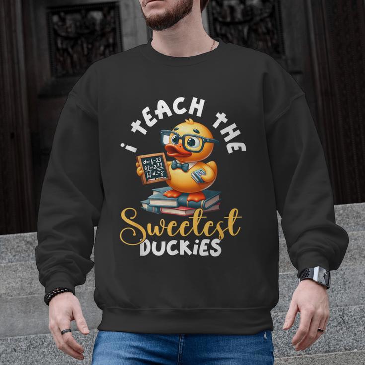 I Teach The Sweetest Duckies Teacher Rubber Duck Teaching Men Graphic Sweatshirt
