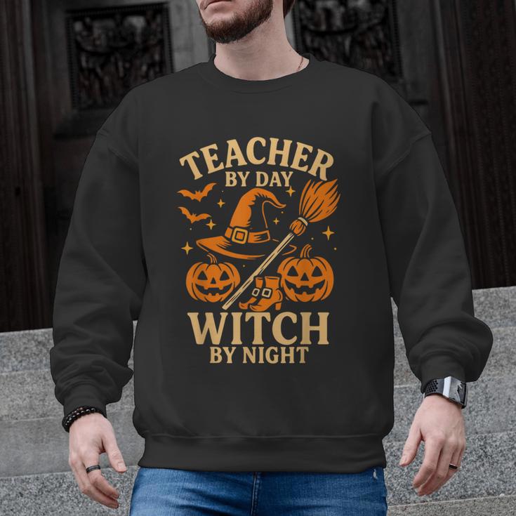 Teacher By Day Witch By Night Halloween Teacher Witch Men Graphic Sweatshirt