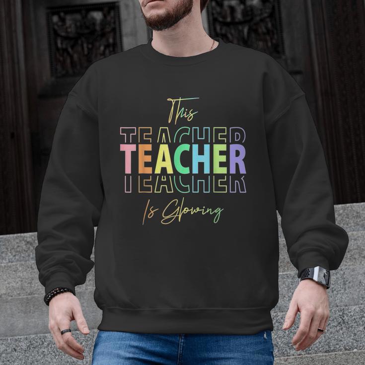 This Teacher Is Glowing Hello Summer End Of School Men Graphic Sweatshirt