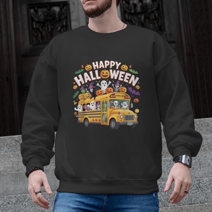 Teacher Halloween School Bus Driver Cute Ghost Witch Party Men Graphic Sweatshirt