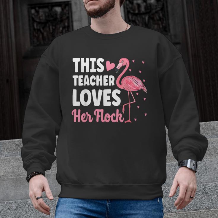This Teacher Loves Her Flock Teaching Flamingo Girl Men Graphic Sweatshirt