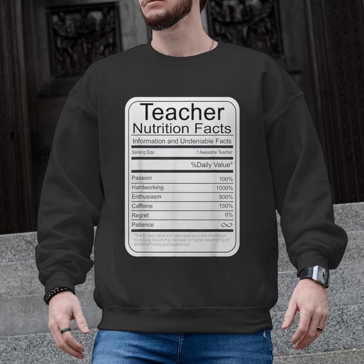 Teacher Nutrition Facts Teachers Nutritional Fact Men Graphic Sweatshirt