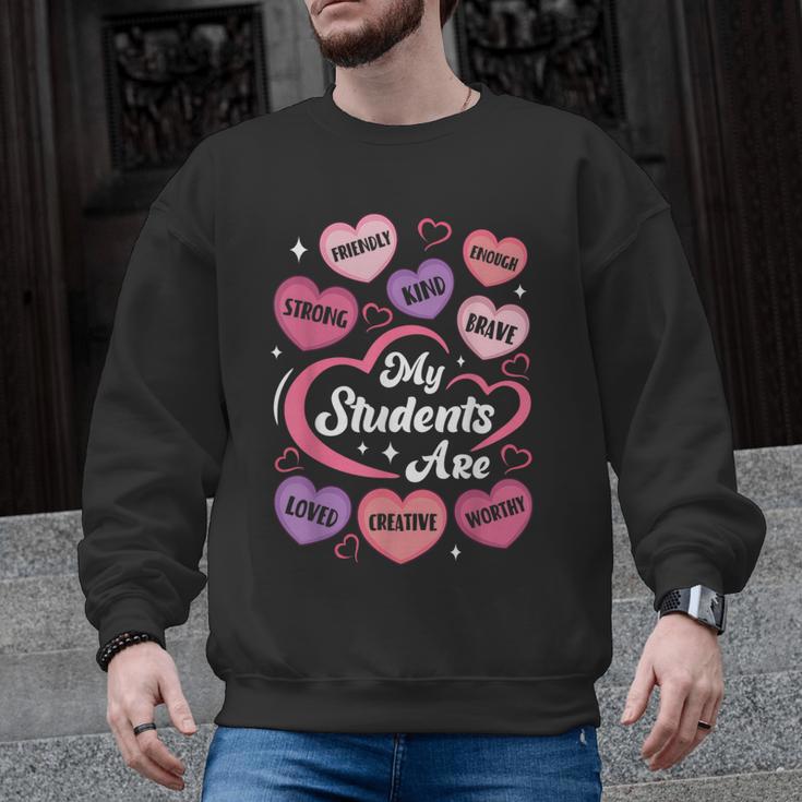 Teacher Positive Affirmations Candy Heart Valentine's Day Men Graphic Sweatshirt