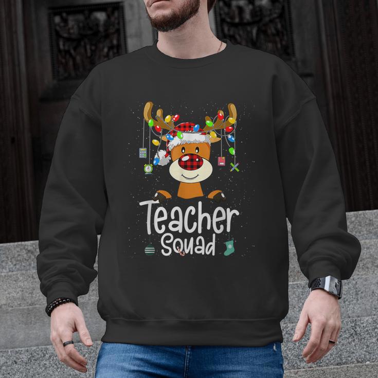 Teacher Squad Red Plaid Rudolph Reindeer Christmas Men Graphic Sweatshirt