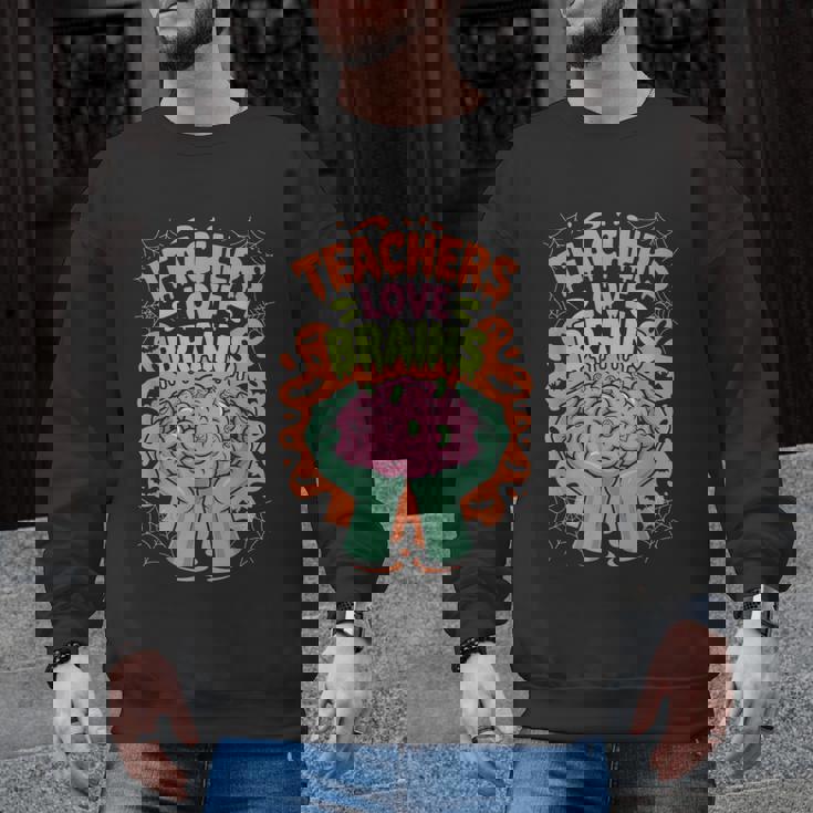 Teacher Teachers Love Brains Halloween Men Women Men Graphic Sweatshirt
