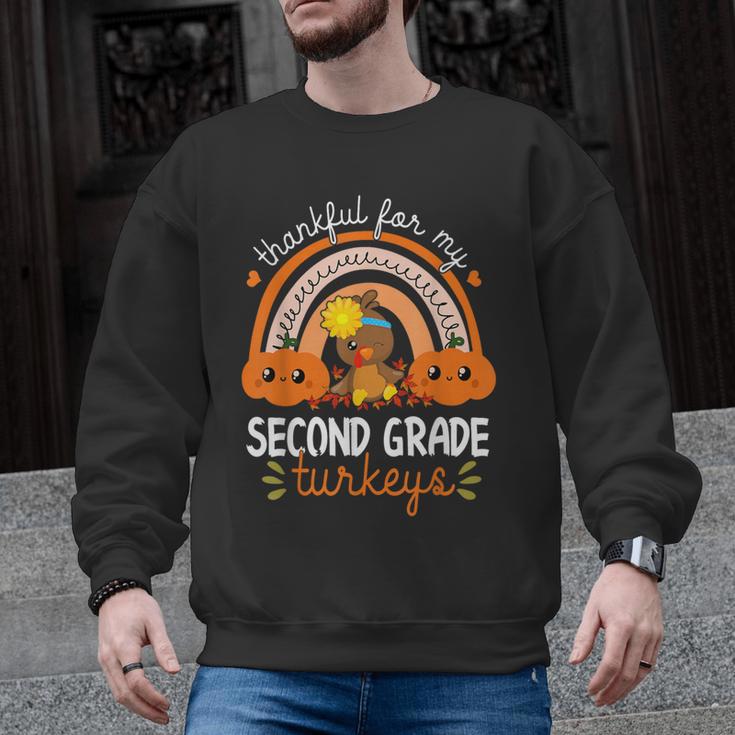 Teacher Thanksgiving Thankful For My Second Grade Turkeys Men Graphic Sweatshirt