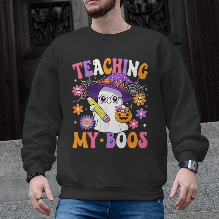 Teaching My Boos Teacher Ghost Teach Halloween Teacher Men Graphic Sweatshirt