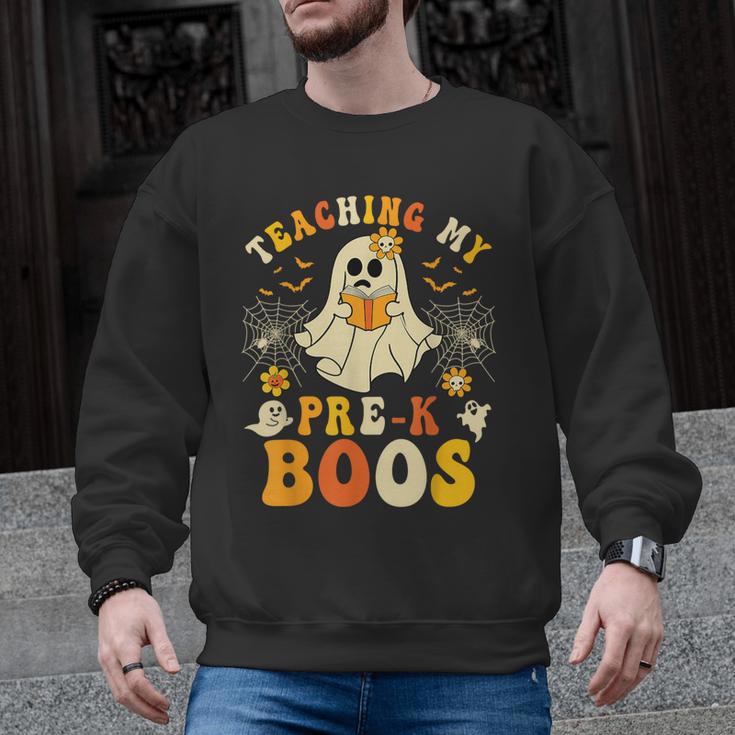Teaching My Pre-K Boos Crew Teachers Halloween Ghost Men Graphic Sweatshirt
