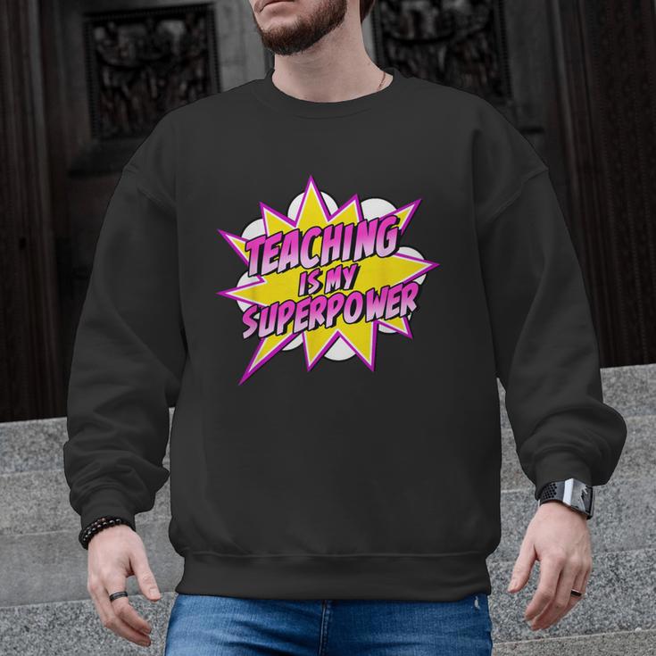 Teaching Is My Superpower Retro Comic Super Teacher Men Graphic Sweatshirt