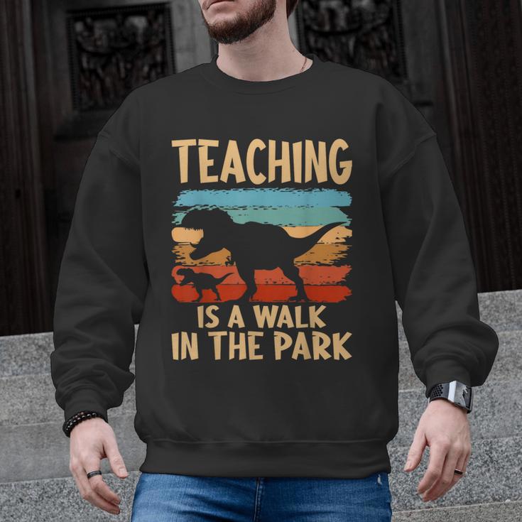 Teaching Is a Walk In Park Dinosaur Teacher Men Graphic Sweatshirt