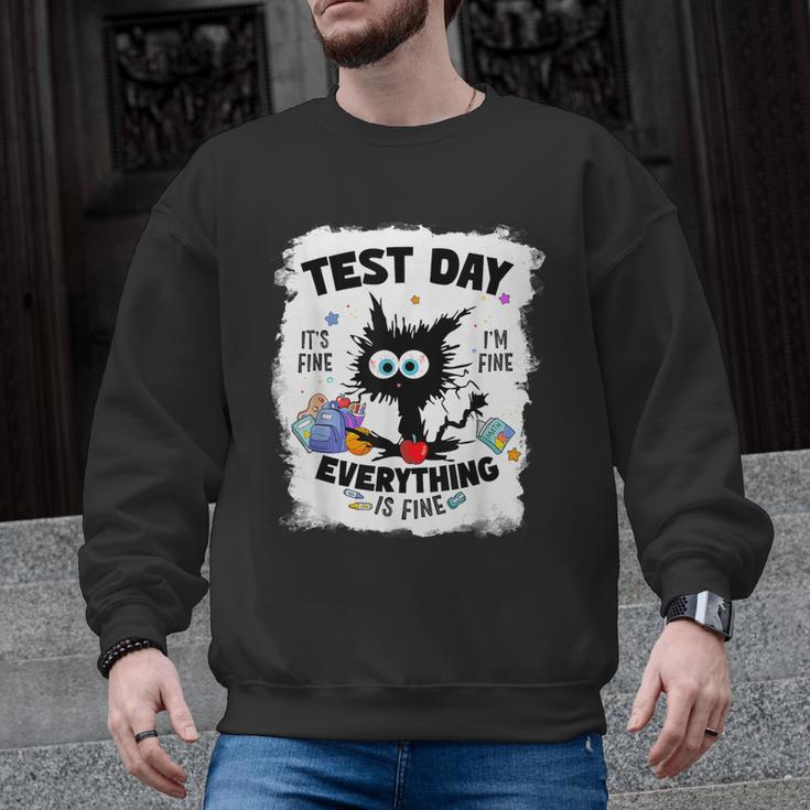 Test Day Stressed Cat Teacher Student Kids Testing Day Men Graphic Sweatshirt