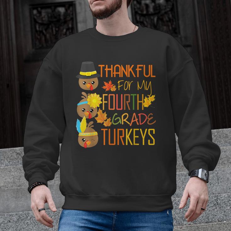 Thankful For My 4th Grade Turkey Thanksgiving Turkey Teacher Men Graphic Sweatshirt