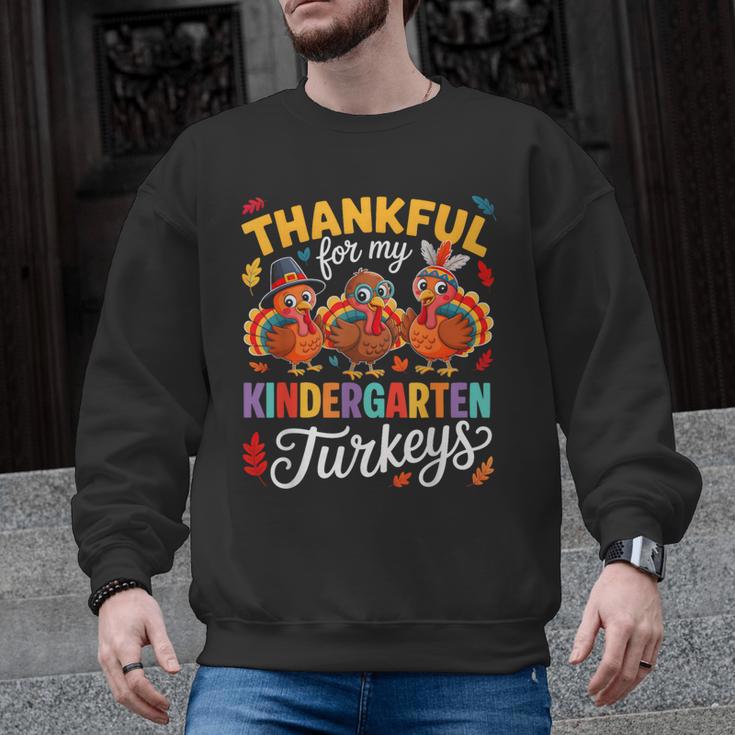 Thankful For My Kindergarten Turkeys Thanksgiving Teacher Men Graphic Sweatshirt