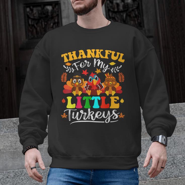 Thankful For My Little Turkeys Teacher Thanksgiving Teachers Men Graphic Sweatshirt