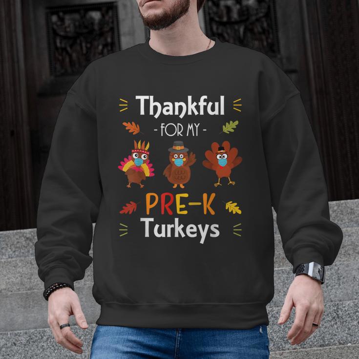 Thankful For My Prek Turkeys In Masks Thanksgiving Teacher For Men Women Men Graphic Sweatshirt
