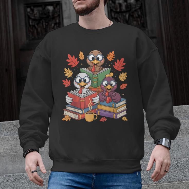 Thanksgiving Teacher Books Turkey Reading Book Men Graphic Sweatshirt