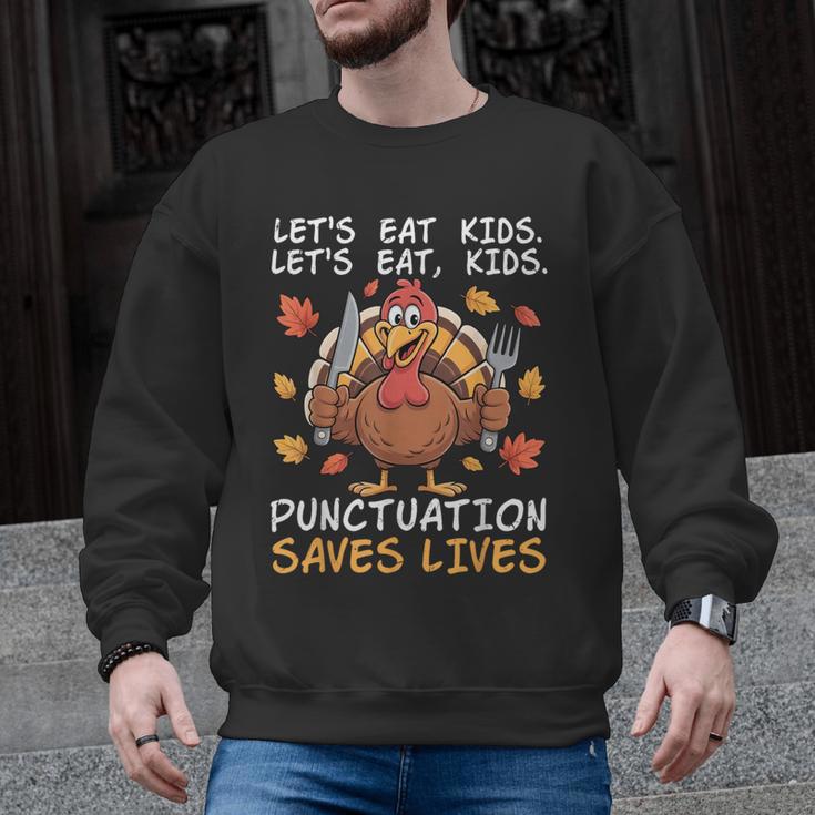 Thanksgiving Teacher Turkey Lets Eat Kids Punctuation Men Graphic Sweatshirt