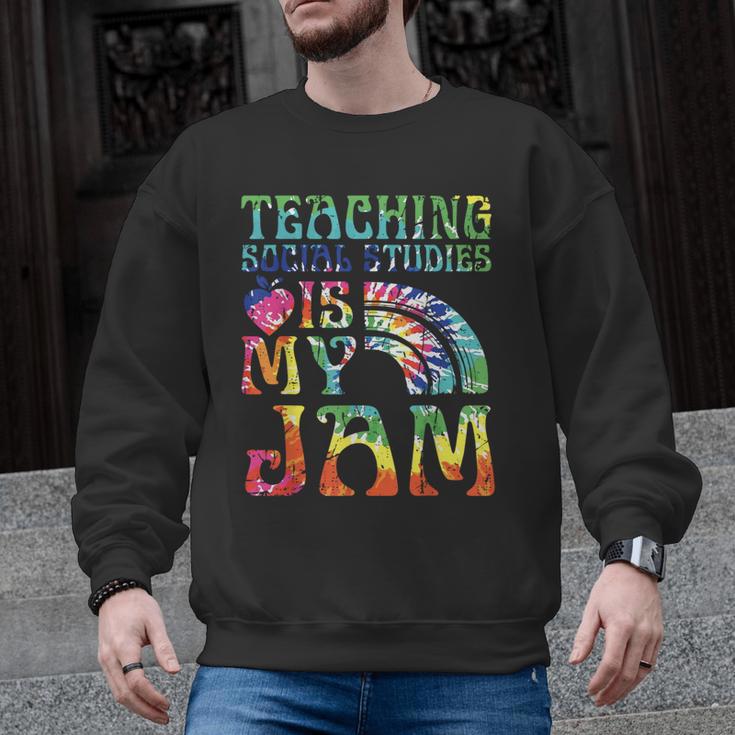 Tie Dye Teaching Social Studies Is My Jam Sunglasses Teacher Men Graphic Sweatshirt