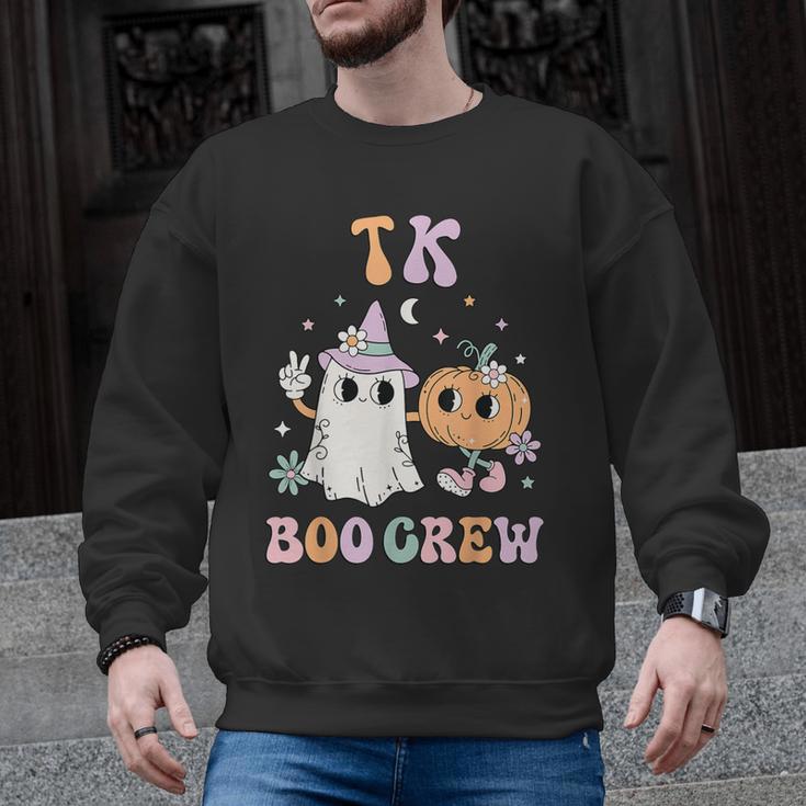 TK Boo Crew Retro Groovy Halloween Floral Ghost TK Teacher Men Women Kids Men Graphic Sweatshirt