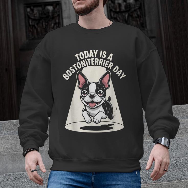 Today Is A Boston Terrier Day Cute Dog Lover Cartoon Men Graphic Sweatshirt