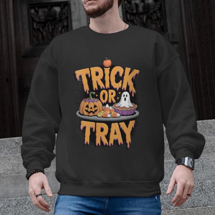Trick Or Tray Halloween Cafeteria Teacher School Men Graphic Sweatshirt