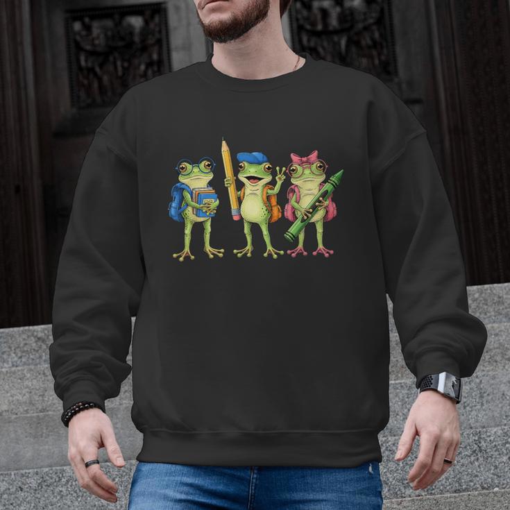Trio Cute Frogs Welcome Back To School Teachers Girls Boys Men Graphic Sweatshirt