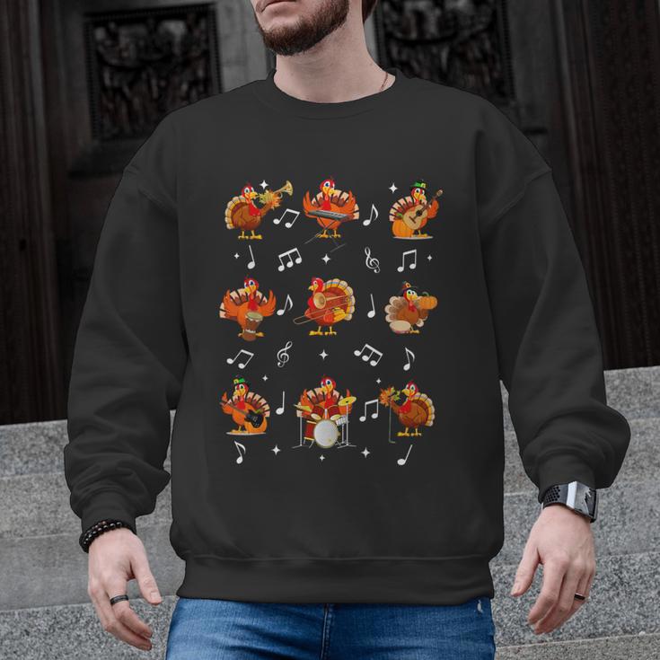 Turkey Squad Music Note Music Teacher Thanksgiving Men Graphic Sweatshirt