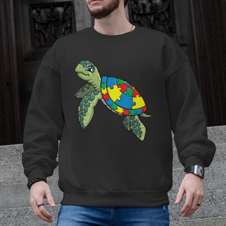 Turtle Puzzle Pieces For Autism Awareness Kids Women Teacher Men Graphic Sweatshirt