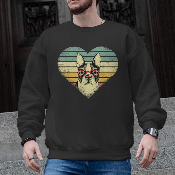 Vintage American Boston Terrier Lovers Valentine's Day Men Graphic Sweatshirt