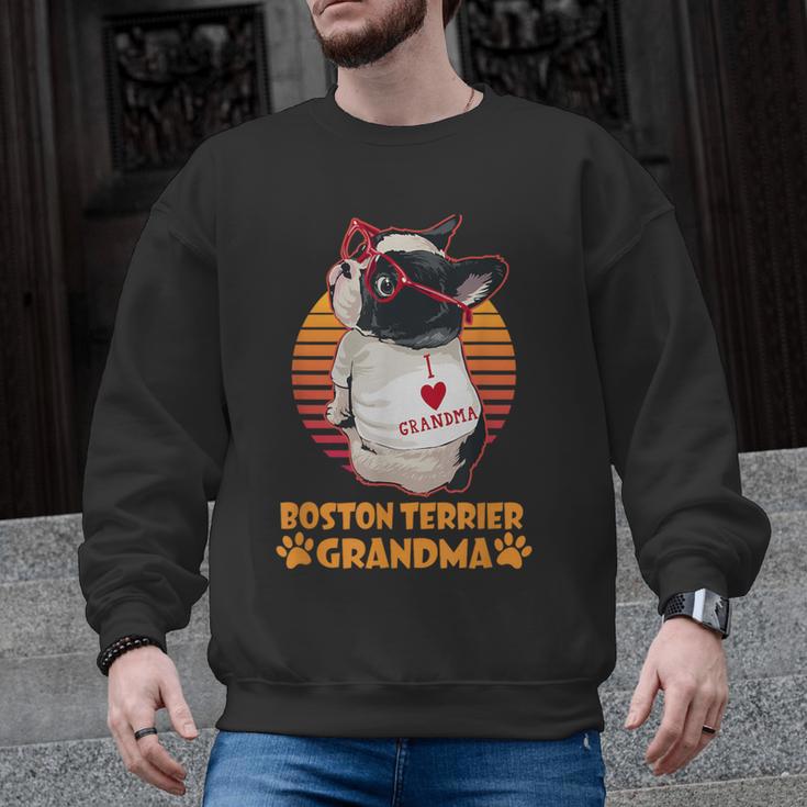 Vintage Boston Terrier Grandma Wear Sunglasses Dog Lover Men Women Girls Kids Men Graphic Sweatshirt